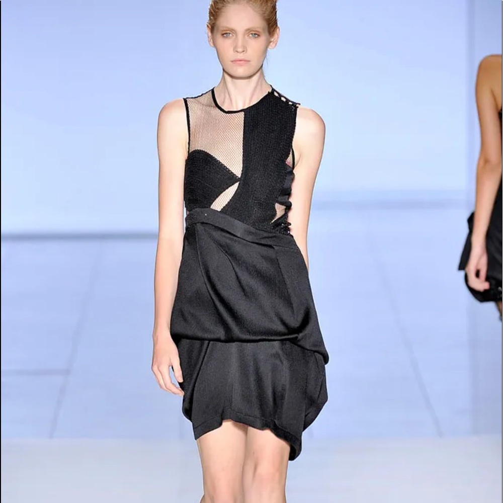 Preen by Thornton Bregazzi 2009 Runway Black Silk Mesh Deconstructed Dress XS